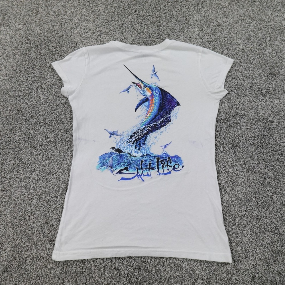 Salt Life Shirt Womesn S White Fish Sailfish Marlin Swordfish Graphic Fishing‎